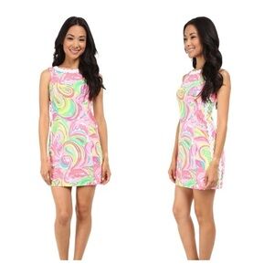Lilly Pulitzer Pink All Nighter Sleeveless‎ Lace Trim Mila Shift Dress Sz 00